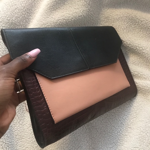 ASOS Handbags - Asos color block clutch! Black/Wine/Blush